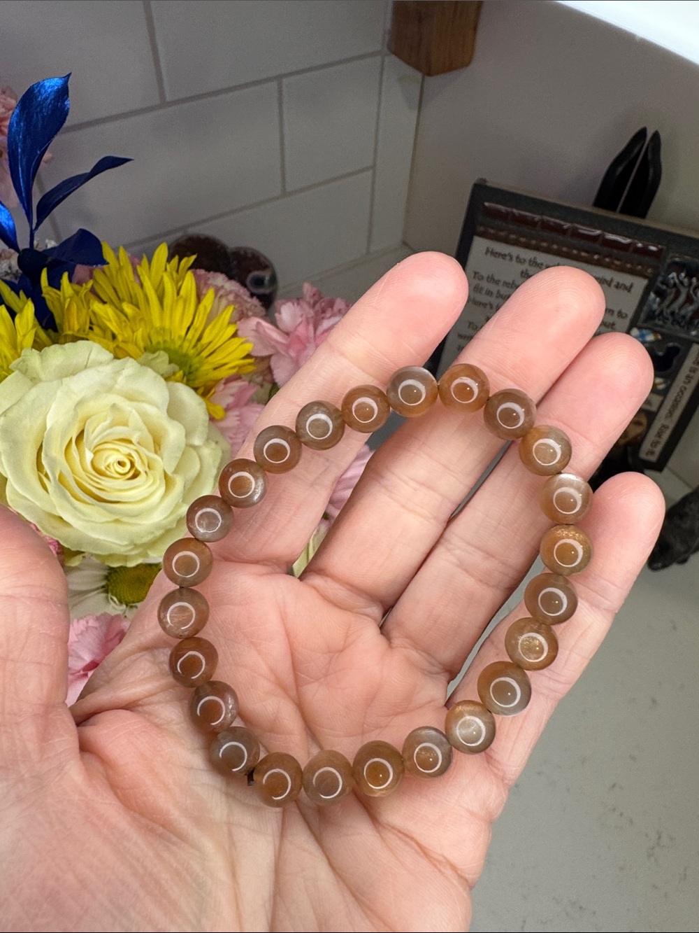 Moonstone & Golden Sunstone Bracelet: B1115